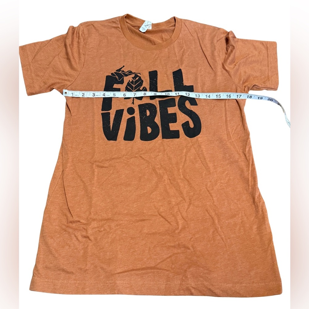 Fall Vibes Burnt Orange Graphic Tee Bella‎ + Canvas Unisex Medium Cozy Top - Picture 5 of 7